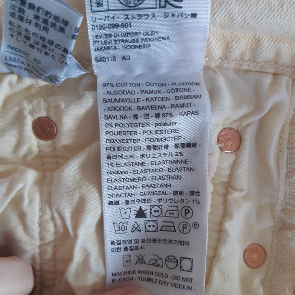 Levi's 501 | Stretch Skinny Women's Jeans | Yellow/Cream | Size W27 L30 - Picture 7 of 9